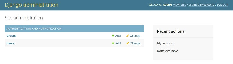 Django App - Default Admin Interface.