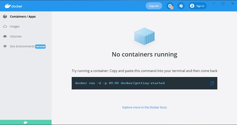 Docker Desktop UI