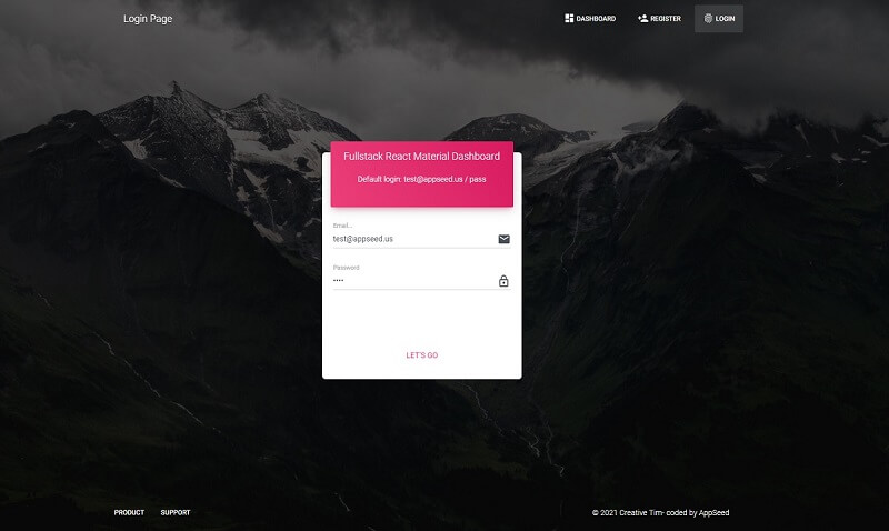 Full-Stack React Material Dashboard - Login