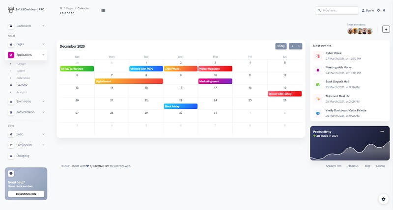 Soft UI Dashboard PRO - Full Calendar Page.